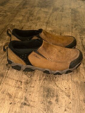 Oboz Livingston Brown Leather Slip On Hiking Shoes Men 10.5 Gorpcore